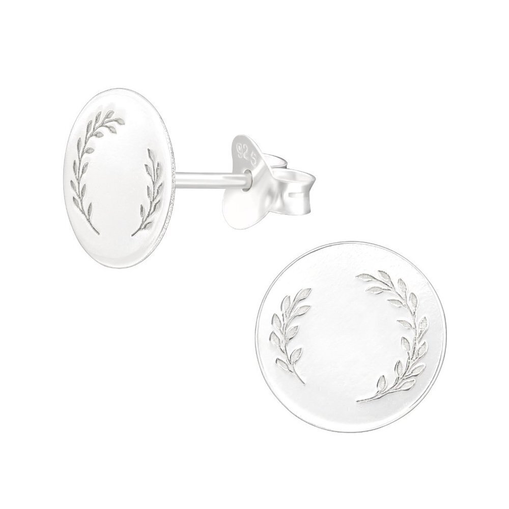 Sterling Silver Leaf Stamped Stud Earrings
